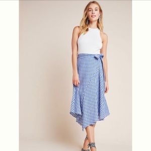 NWOT Anthropologie Maeve Glenna Gingham Midi Skirt